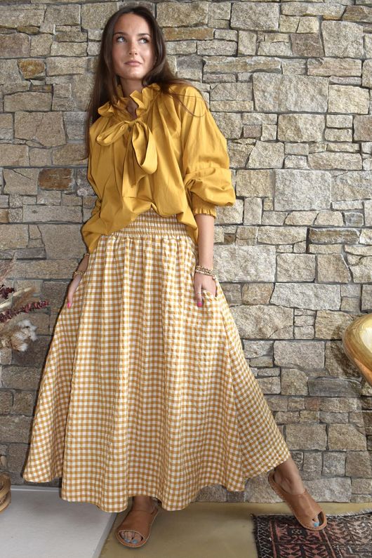 Nonni Gingham Ripley Skirt Indian Yellow